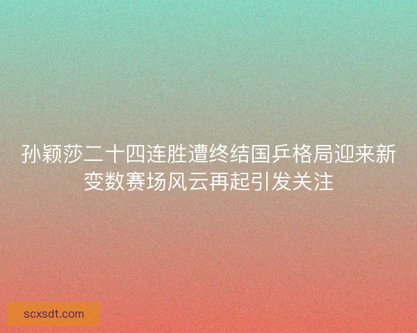 孙颖莎二十四连胜遭终结国乒格局迎来新变数赛场风云再起引发关注